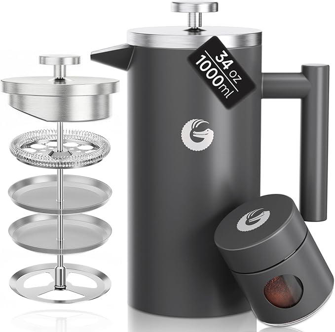 Coffee Gator Thermal French Press – 34oz Stainless Brewer