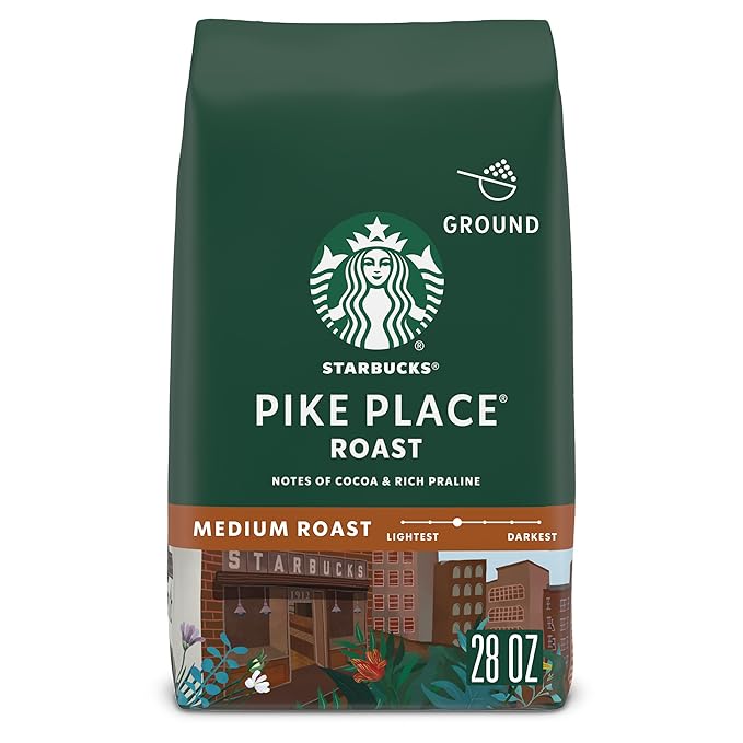 Starbucks Ground Coffee, Medium Roast Hot or Iced Coffee, Pike Place Roast, 28 oz
