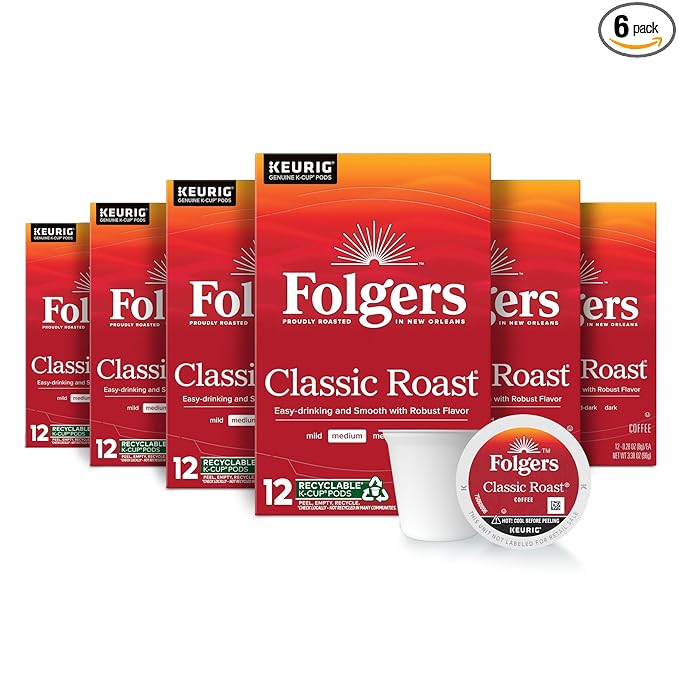 Folgers Classic Roast Medium Coffee – 72 K-Cup Pods