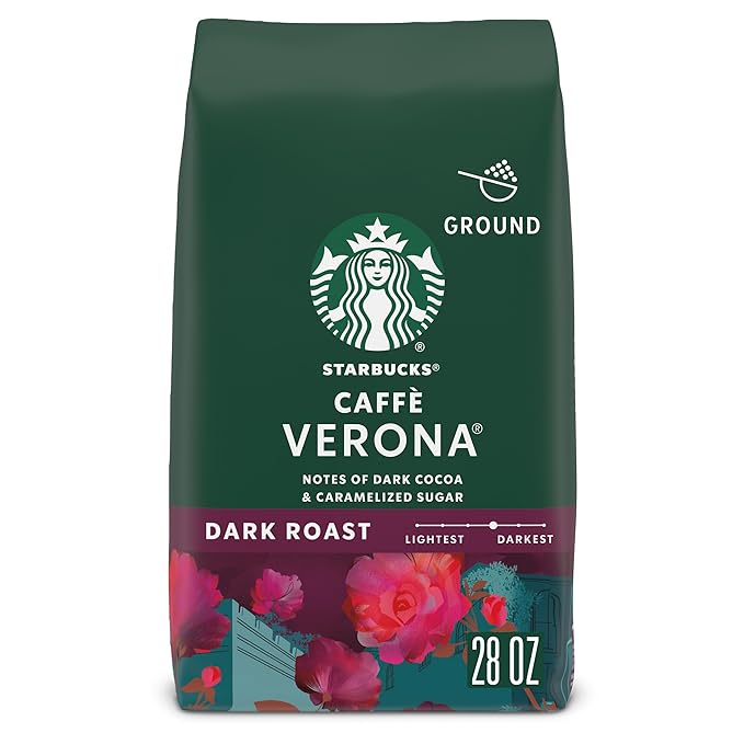 Starbucks Ground Coffee, Dark Roast Hot or Iced Coffee, Caffè Verona, 28 oz