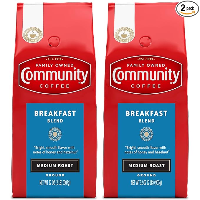 Community Coffee Breakfast Blend Medium Roast Ground – 2 Pack (32 oz)